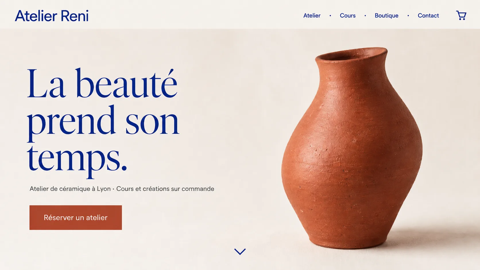Landing page d'un atelier de céramique à Lyon