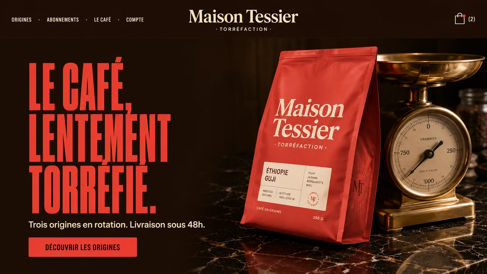 Boutique Shopify d'un torréfacteur artisanal