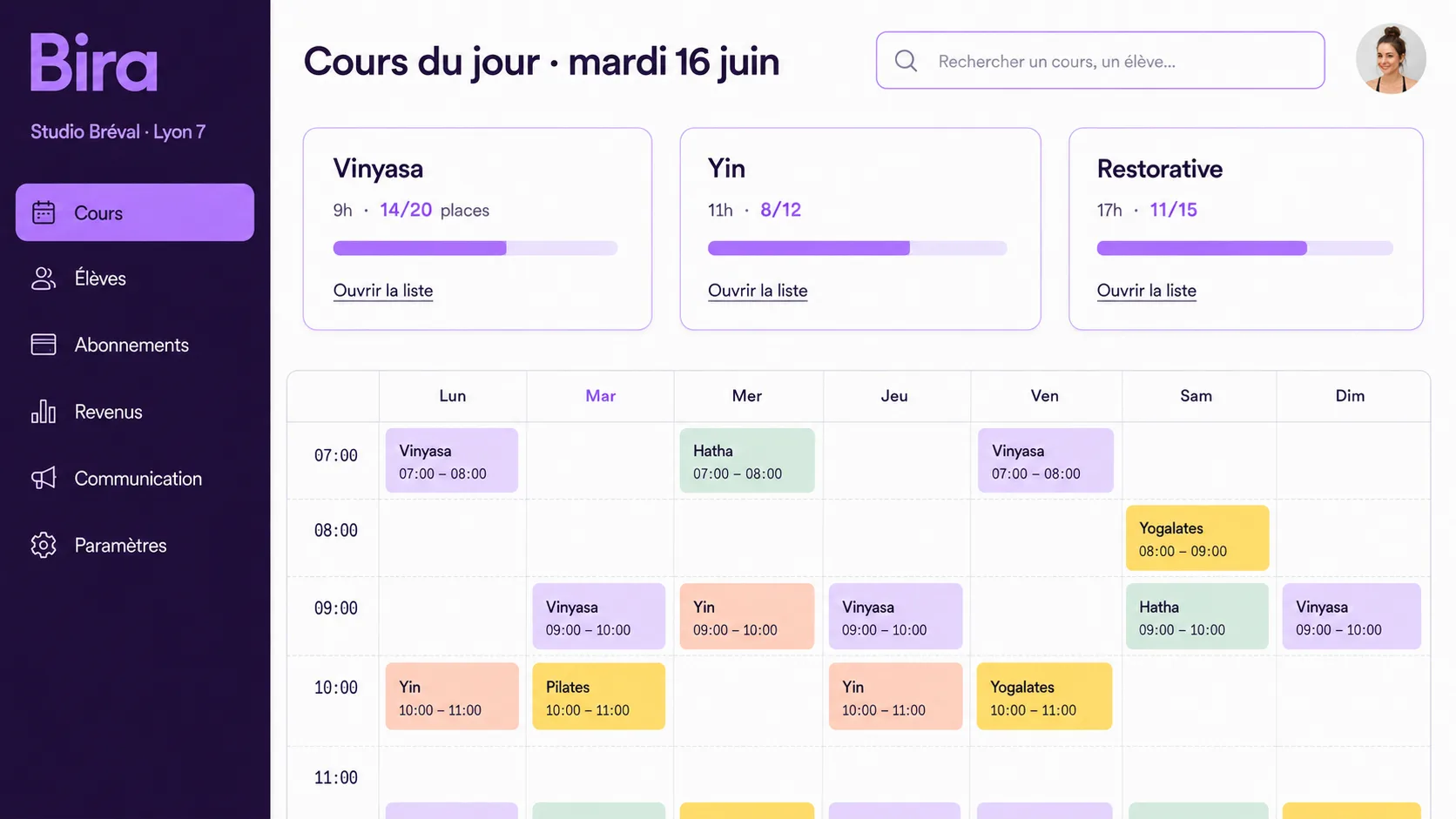 SaaS de gestion pour studios de yoga indépendants