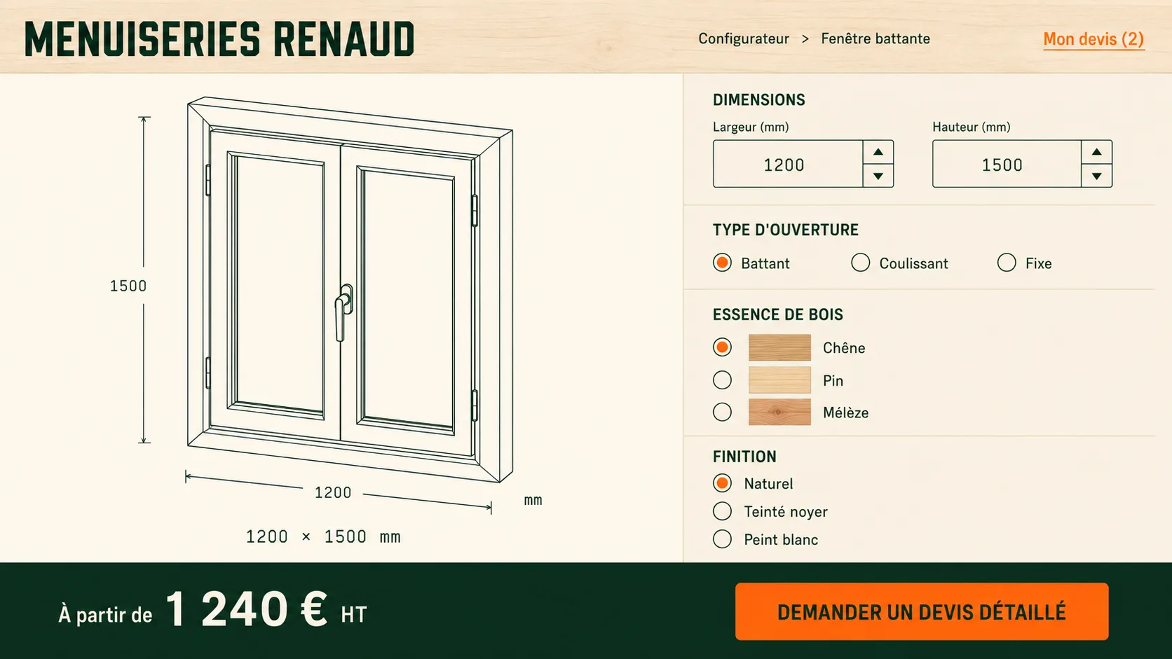 Configurateur de menuiseries pour un fabricant régional